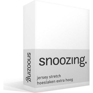 Snoozing Jersey Stretch - Hoeslaken - Extra Hoog - Lits-jumeaux - 160/180x200/220 cm - Wit