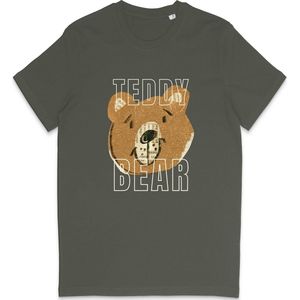 T Shirt Dames Heren - Grappige Teddy Beer Print Opdruk - Khaki - L