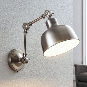 Lindby - wandlamp - 1licht - metaal - H: 32 cm - E27 - gesatineerd nikkel