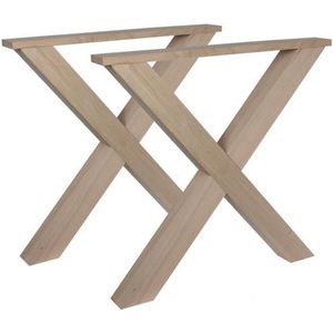 Set houten X tafelpoten 72 cm (koker 8 x 8)