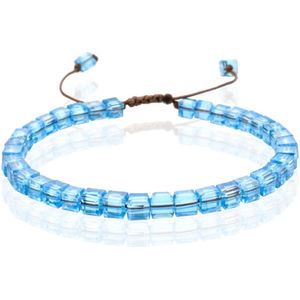 Memphis Bohemia Kralen Armband - 4mm Kristal Glas Blauw