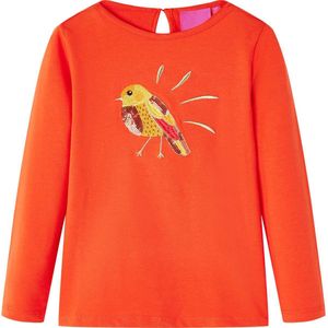 vidaXL - Kindershirt - met - lange - mouwen - 140 - donkeroranje