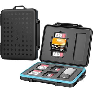 Draagbare geheugenkaarthouder met 12 sleuven voor SD, TF en CF kaarten
