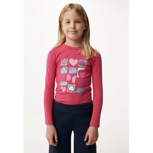 Basic Lange Mouwen With Chest Print Meisjes - Warm Pink - Maat 146-152