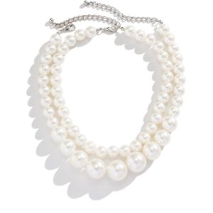 Big Double Pearl - Parel Ketting | Set 2 stuks | Imitatieparel / Bijoux | Fashion Favorite