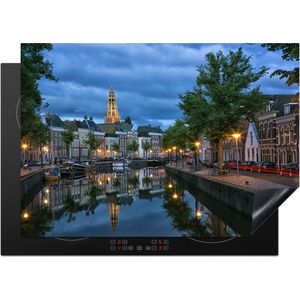 KitchenYeah® Inductie beschermer 75x52 cm - Groningen - Grachtenpand - Grachten - Kookplaataccessoires - Afdekplaat voor kookplaat - Inductiebeschermer - Inductiemat - Inductieplaat mat