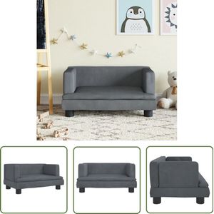 vidaXL Kinderbank - Fluweel - Donkergrijs - 60x40x30cm Kinderstoel - Kinderbank - Kids Stoel - Meubel Kinderkamer - Meubels Voor Kinderen