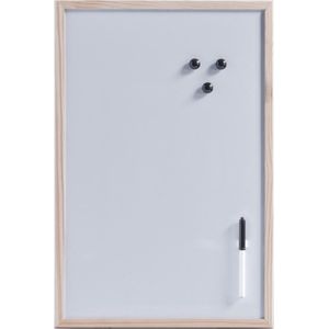Magnetisch whiteboard/memobord met houten rand 40 x 60 cm - Kantoorbenodigdheden - Schrijf/tekenborden - Memoborden - Magnetische whiteboarden