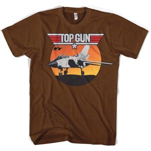 Top Gun Sunset Fighter T-Shirt Brown-2XL