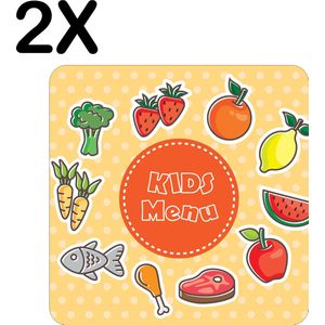 BWK Flexibele Placemat - Kids Menu met Groente Fruit en Vlees - Set van 2 Placemats - 50x50 cm - PVC Doek - Afneembaar