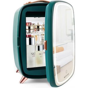Skincare Beauty Fridge – Mini Koelkast – Minibar – 6 Liter – Slaapkamer – Stijlvol – Met LED Spiegel – Groen
