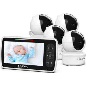 LAKOO - Babyfoon met camera-Beveiligingscamera - Monitor-babyfoon - display - Babyfoon met monitor - Slaapliedjes - set van 4