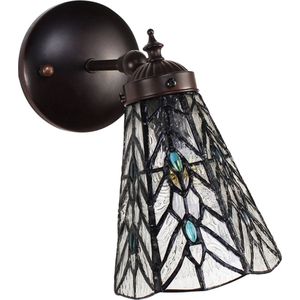 LumiLamp Wandlamp Tiffany 17x12x23 cm Transparant Glas Metaal Rond Muurlamp