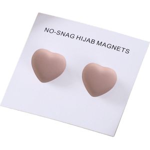 Fako Bijoux® - 2x Magnetische Broche Hart - Hoofddoek Magneet - Sjaal - Hijab Accessoires - Abaya - 14mm - Set 2 Stuks - Mat Beige