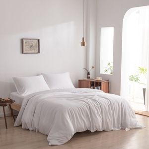 Bamboe dekbedovertrek 100% bamboe wit met Flessenhals instopstrook - 100% bamboe , duurzaam beddengoed, bamboe laken 260x240