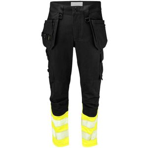ProJob 6560 SIGNALISATIE STRETCHBROEK MET KNIEZAKKEN EN SPIJKERZAKKEN EN ISO 20471 KLASSE 1 646560 - Geel/Zwart - D108