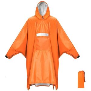 Goodivery - Waterdichte Regenjas - Lichtgewicht Waterdichte Regenponcho - Regenjassen met Mouwen - Multifunctionele Regenjas met Capuchon - Eén Maat - Oranje