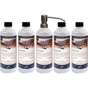 Handzeep Orange 500 ml - set van 5 stuks - met gratis RVS zilverkleurige pomp - Voordeelverpakking