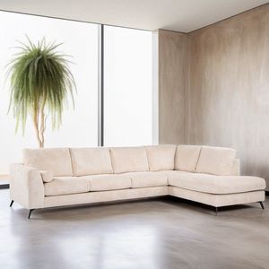 Dimehouse 4-zits hoekbank Lova ribstof beige Hoekbank rechts - Stof - Scandinavisch & Basic - 325 x 213 x 88 cm