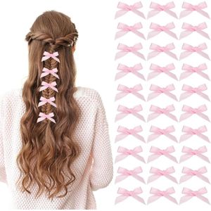 50 stuks mini strik haarspeldjes - roze kleine strik haarspeldklauwen - Franse platina vergulde legering - krokodillenschaar haarspeld accessoires voor vrouwen meisjes bruiloft