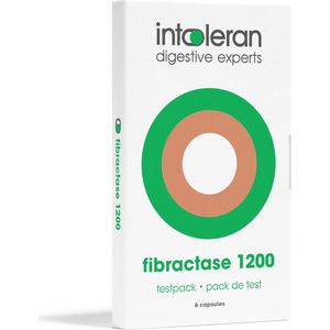 Intoleran - Fibractase Forte - Spijsverteringsenzymen - 6 Capsules - Hoog Gedoseerd Voedingssupplement met Enzym Alpha-Galactosidase