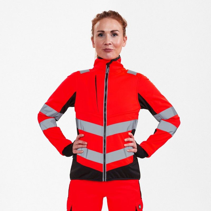 Engel - 1156-237 - Softshell Jack - Hi-vis Red / Black - Dames