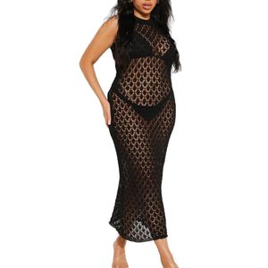 Dames Cardigan Lange Jurk – V-Hals Haakwerk Robe, Elegante Bedekkende Jurk