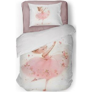 Eleganzzz Kinder Dekbedovertrek Ballerina Girl - Pink - 140x200/220cm - Dekbedovertrek Kinderen - Micropercal - Eenpersoons