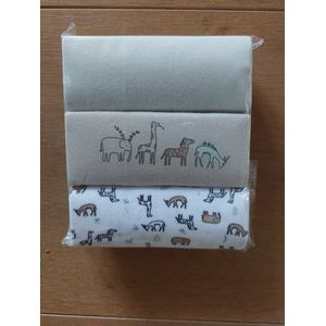 Baby unisex romper biologisch katoen - maat: 62/68 - per 3 stuks verpakt - print: Safari