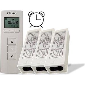 PALMAT® Handige Jaloezieën Afstandsbediening met 3 Ontvangers– Gordijn- en Rolluik Schakelaar – 4 Kanaal Timerfunctie – 2 jaar Batterijduur - Wit