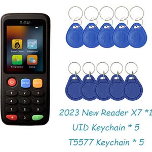 X7 RFID Kaartlezer & Duplicator Serie - Slimme Kaartkloner - 5 UID keychain en 5 T5577 keychain - Geavanceerde IC/ID/NFC Kopieerfuncties