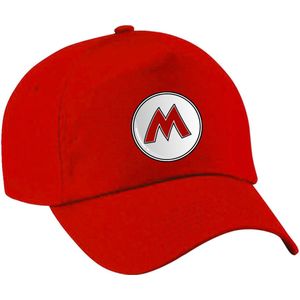 Bellatio Decorations game verkleed pet - loodgieter Mario - rood - kinderen - carnaval/themafeest