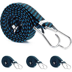 JGS ® Extra Lange Elastische Spanbanden Set met Haken voor Zware Belasting, 4 Stuks, Geschikt voor Fietsen, Kamperen en Auto's