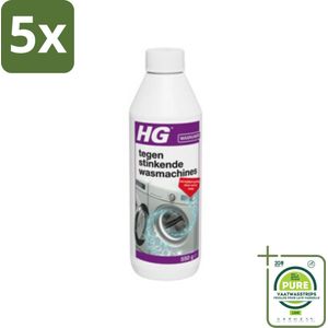 5 x HG - Tegen Stinkende Was - Verwijdert Aanslag Door Vuil & Zeep - 550 g - Grootverpakking - Wasmachine Reiniger - Wasmachine Schoonmaken - Wasmachine Geur - Wasmachine Stinkt - Wasmachine Onderhoud