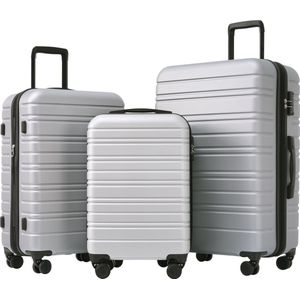 Blazelife Kofferset - Koffer Set - 3 Delig - Reiskoffer set - Reiskoffer met wielen - 38L+60L+98L - ABS - Handbagage - Reiskoffer groot - Wit
