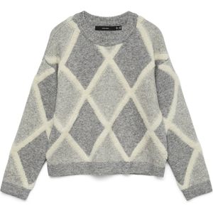 Vero Moda - Vmargie Ls O-neck Pullover - Med.grey Birch - Gebreide Trui