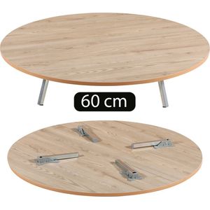 Sofra ronde grond houten tafel met inklapbare poten Ø60cm