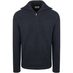 Suitable Deep Zip Pullover Boiled Wool Donkerblauw (navy) - Maat S - Heren - Schipperstrui - Schipperstrui met rits - Volwassen mannen