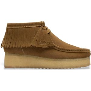 Clarks - Wallabee Wedge Fringe - Suède Enkellaarsjes - Lichtbruin - Casual