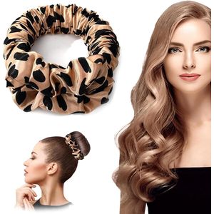 Krultangen - Zachte, hittevrije krultang - Lange, hittevrije, luie krultang - Medium en lange nachtkrultang - Zijden slaapscrunchies - Schadevrije stijl - Luipaardprint
