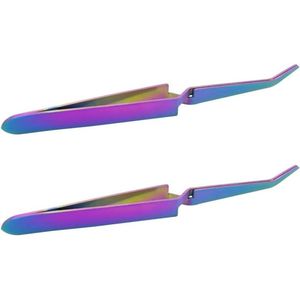 Craft Pincet Set - Rvs - Cross Locking - Gebogen Puntige Tips - Solderen - 2 Stuks