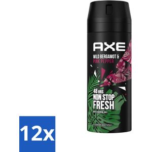 Axe - Deodorant Bodyspray - 48hrs Fresh - Wild Bergamot & Pink Pepper - 150 ml - Voordeelverpakking - 12 stuks