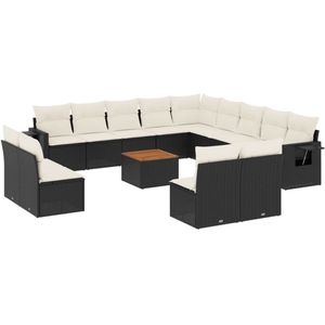 vidaXL Loungeset 14-delig - Poly Rattan - Zwart Loungeset - Tuinmeubel - Lounge Set - Pe Rattan - Modulair Design