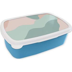 Broodtrommel Blauw - Lunchbox - Brooddoos - Zomer - Vormen - Abstract - 18x12x6 cm - Kinderen - Jongen