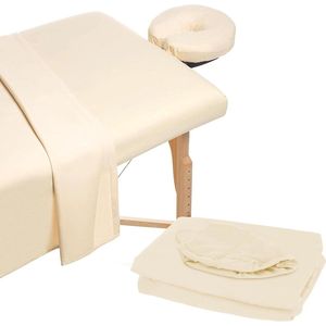 Massagestoelset met microvezel hoeslaken en gezichtskussen - 3-delige set in beige