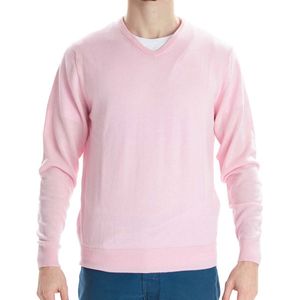 Osborne Knitwear Trui met V hals - Merino wol - Pink - L