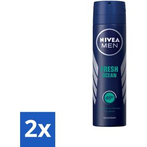 Nivea - Men - Deodorant - Spray - Fresh Ocean - 48 Uur Lang Werkend - 150 ml - Voordeelverpakking - 2 stuks