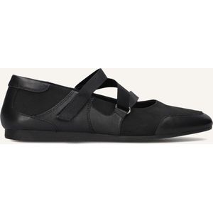 Ballerina - HILLARY - Effen - Leer - Velcro Sluiting - Platte Hak