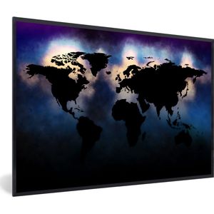 Fotolijst incl. Poster - Wereldkaart - Zwart - Graffiti - 30x20 cm - Posterlijst