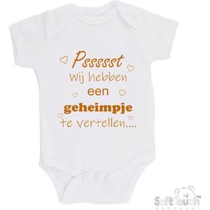 100% katoenen Romper ""Pssssst Wij hebben een geheimpje te vertellen...."" Zwangerschap Zwangerschapsaankondiging Unisex Katoen Wit/tan Maat 62/68